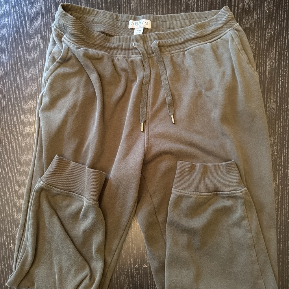 Orvis Mens Joggers Sweatpants XL Olive Green Drawstring Classic Collection